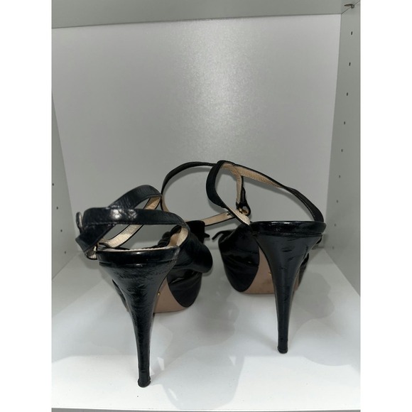 Prada Bow Front Ankle Wrap Platform Heels 39 - Picture 3 of 4